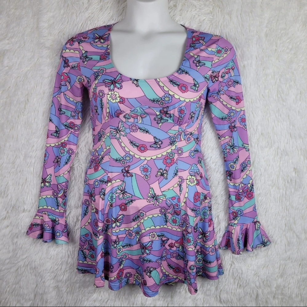Sugar Thrillz Sz‎ S Blooming With Love Butterfly Mini Dress Babydoll Whimsy